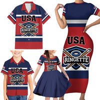Custom USA 2025 Ringette Family Matching Short Sleeve Bodycon Dress and Hawaiian Shirt Go Champion Team Ringette USA