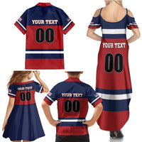 Custom USA 2025 Ringette Family Matching Summer Maxi Dress and Hawaiian Shirt Go Champion Team Ringette USA