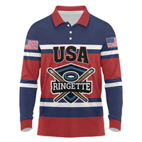 Custom USA 2025 Ringette Long Sleeve Polo Shirt Go Champion Team Ringette USA