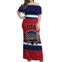 Custom USA 2025 Ringette Off Shoulder Maxi Dress Go Champion Team Ringette USA