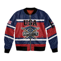 Custom USA 2025 Ringette Sleeve Zip Bomber Jacket Go Champion Team Ringette USA