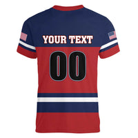 Custom USA 2025 Ringette Women V-Neck T-Shirt Go Champion Team Ringette USA