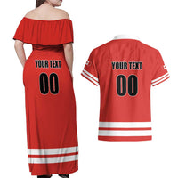 Custom Canada Ringuette Couples Matching Off Shoulder Maxi Dress and Hawaiian Shirt Team Canada Dominates The Game