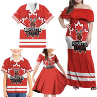 Custom Canada Ringuette Family Matching Off Shoulder Maxi Dress and Hawaiian Shirt Team Canada Dominates The Game