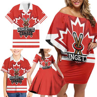 Custom Canada Ringuette Family Matching Off Shoulder Short Dress and Hawaiian Shirt Team Canada Dominates The Game
