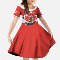 Custom Canada Ringuette Family Matching Short Sleeve Bodycon Dress and Hawaiian Shirt Team Canada Dominates The Game