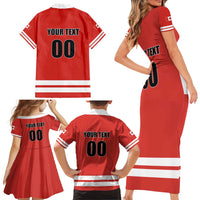 Custom Canada Ringuette Family Matching Short Sleeve Bodycon Dress and Hawaiian Shirt Team Canada Dominates The Game