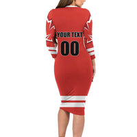 Custom Canada Ringuette Long Sleeve Bodycon Dress Team Canada Dominates The Game