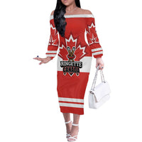 Custom Canada Ringuette Off The Shoulder Long Sleeve Dress Team Canada Dominates The Game