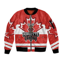 Custom Canada Ringuette Sleeve Zip Bomber Jacket Team Canada Dominates The Game