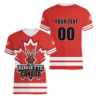Custom Canada Ringuette Women V-Neck T-Shirt Team Canada Dominates The Game
