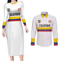 Custom Football 2024 Colombia 100th Anniversary Couples Matching Long Sleeve Bodycon Dress and Long Sleeve Button Shirt Limited Edition