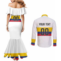 Custom Football 2024 Colombia 100th Anniversary Couples Matching Mermaid Dress and Long Sleeve Button Shirt Limited Edition