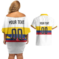 Custom Football 2024 Colombia 100th Anniversary Couples Matching Off Shoulder Short Dress and Hawaiian Shirt Limited Edition