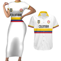 Custom Football 2024 Colombia 100th Anniversary Couples Matching Short Sleeve Bodycon Dress and Hawaiian Shirt Limited Edition