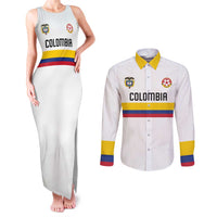 Custom Football 2024 Colombia 100th Anniversary Couples Matching Tank Maxi Dress and Long Sleeve Button Shirt Limited Edition