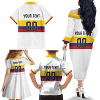 Custom Football 2024 Colombia 100th Anniversary Family Matching Off The Shoulder Long Sleeve Dress and Hawaiian Shirt Limited Edition