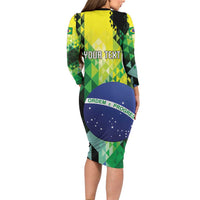 Personalized Brasil Family Matching Long Sleeve Bodycon Dress and Hawaiian Shirt Dynamic Sporty Style