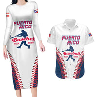 Custom Baseball Puerto Rico 2025 Couples Matching Long Sleeve Bodycon Dress and Hawaiian Shirt Team Rubio Retro Style