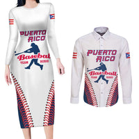 Custom Baseball Puerto Rico 2025 Couples Matching Long Sleeve Bodycon Dress and Long Sleeve Button Shirt Team Rubio Retro Style