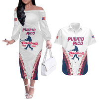 Custom Baseball Puerto Rico 2025 Couples Matching Off The Shoulder Long Sleeve Dress and Hawaiian Shirt Team Rubio Retro Style