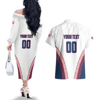 Custom Baseball Puerto Rico 2025 Couples Matching Off The Shoulder Long Sleeve Dress and Hawaiian Shirt Team Rubio Retro Style
