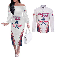 Custom Baseball Puerto Rico 2025 Couples Matching Off The Shoulder Long Sleeve Dress and Long Sleeve Button Shirt Team Rubio Retro Style