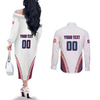 Custom Baseball Puerto Rico 2025 Couples Matching Off The Shoulder Long Sleeve Dress and Long Sleeve Button Shirt Team Rubio Retro Style