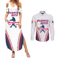 Custom Baseball Puerto Rico 2025 Couples Matching Summer Maxi Dress and Long Sleeve Button Shirt Team Rubio Retro Style