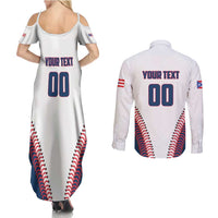 Custom Baseball Puerto Rico 2025 Couples Matching Summer Maxi Dress and Long Sleeve Button Shirt Team Rubio Retro Style