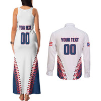 Custom Baseball Puerto Rico 2025 Couples Matching Tank Maxi Dress and Long Sleeve Button Shirt Team Rubio Retro Style