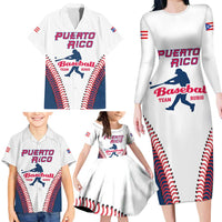 Custom Baseball Puerto Rico 2025 Family Matching Long Sleeve Bodycon Dress and Hawaiian Shirt Team Rubio Retro Style