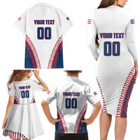 Custom Baseball Puerto Rico 2025 Family Matching Long Sleeve Bodycon Dress and Hawaiian Shirt Team Rubio Retro Style