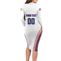Custom Baseball Puerto Rico 2025 Family Matching Long Sleeve Bodycon Dress and Hawaiian Shirt Team Rubio Retro Style