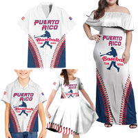 Custom Baseball Puerto Rico 2025 Family Matching Off Shoulder Maxi Dress and Hawaiian Shirt Team Rubio Retro Style