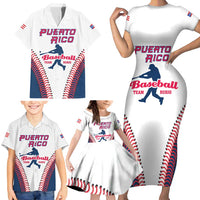 Custom Baseball Puerto Rico 2025 Family Matching Short Sleeve Bodycon Dress and Hawaiian Shirt Team Rubio Retro Style