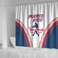 Baseball Puerto Rico 2025 Shower Curtain Team Rubio Retro Style