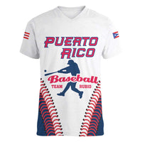 Custom Baseball Puerto Rico 2025 Women V-Neck T-Shirt Team Rubio Retro Style