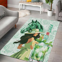 Kentucky Horse Racing Area Rug Fancy Lady With Derby Mint Julep Cocktail - Wonder Print Shop
