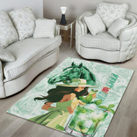 Kentucky Horse Racing Area Rug Fancy Lady With Derby Mint Julep Cocktail - Wonder Print Shop