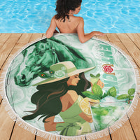 Kentucky Horse Racing Beach Blanket Fancy Lady With Derby Mint Julep Cocktail - Wonder Print Shop