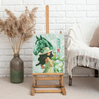 Kentucky Horse Racing Canvas Wall Art Fancy Lady With Derby Mint Julep Cocktail - Wonder Print Shop