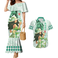 Kentucky Horse Racing Couples Matching Mermaid Dress and Hawaiian Shirt Fancy Lady With Derby Mint Julep Cocktail - Wonder Print Shop