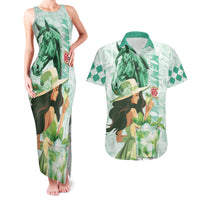 Kentucky Horse Racing Couples Matching Tank Maxi Dress and Hawaiian Shirt Fancy Lady With Derby Mint Julep Cocktail - Wonder Print Shop
