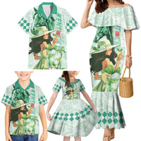 Kentucky Horse Racing Family Matching Mermaid Dress and Hawaiian Shirt Fancy Lady With Derby Mint Julep Cocktail - Wonder Print Shop