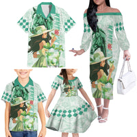 Kentucky Horse Racing Family Matching Off The Shoulder Long Sleeve Dress and Hawaiian Shirt Fancy Lady With Derby Mint Julep Cocktail - Wonder Print Shop