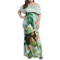 Kentucky Horse Racing Family Matching Off Shoulder Maxi Dress and Hawaiian Shirt Fancy Lady With Derby Mint Julep Cocktail - Wonder Print Shop