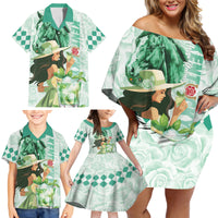 Kentucky Horse Racing Family Matching Off Shoulder Short Dress and Hawaiian Shirt Fancy Lady With Derby Mint Julep Cocktail - Wonder Print Shop