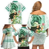 Kentucky Horse Racing Family Matching Off Shoulder Short Dress and Hawaiian Shirt Fancy Lady With Derby Mint Julep Cocktail - Wonder Print Shop