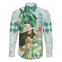 Kentucky Horse Racing Family Matching Off Shoulder Short Dress and Hawaiian Shirt Fancy Lady With Derby Mint Julep Cocktail - Wonder Print Shop